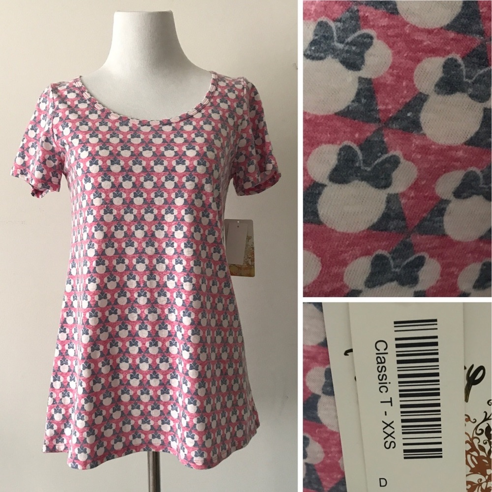 LuLaRoe Minnie Mouse Disney Classic T XXS pink gray NWT NEW